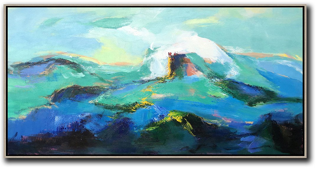 Panoramic Palette Knife Abstract Mountains #L9D - Click Image to Close